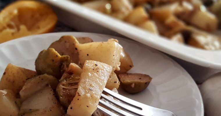 Pommes de terre et choux de Bruxelles au citron